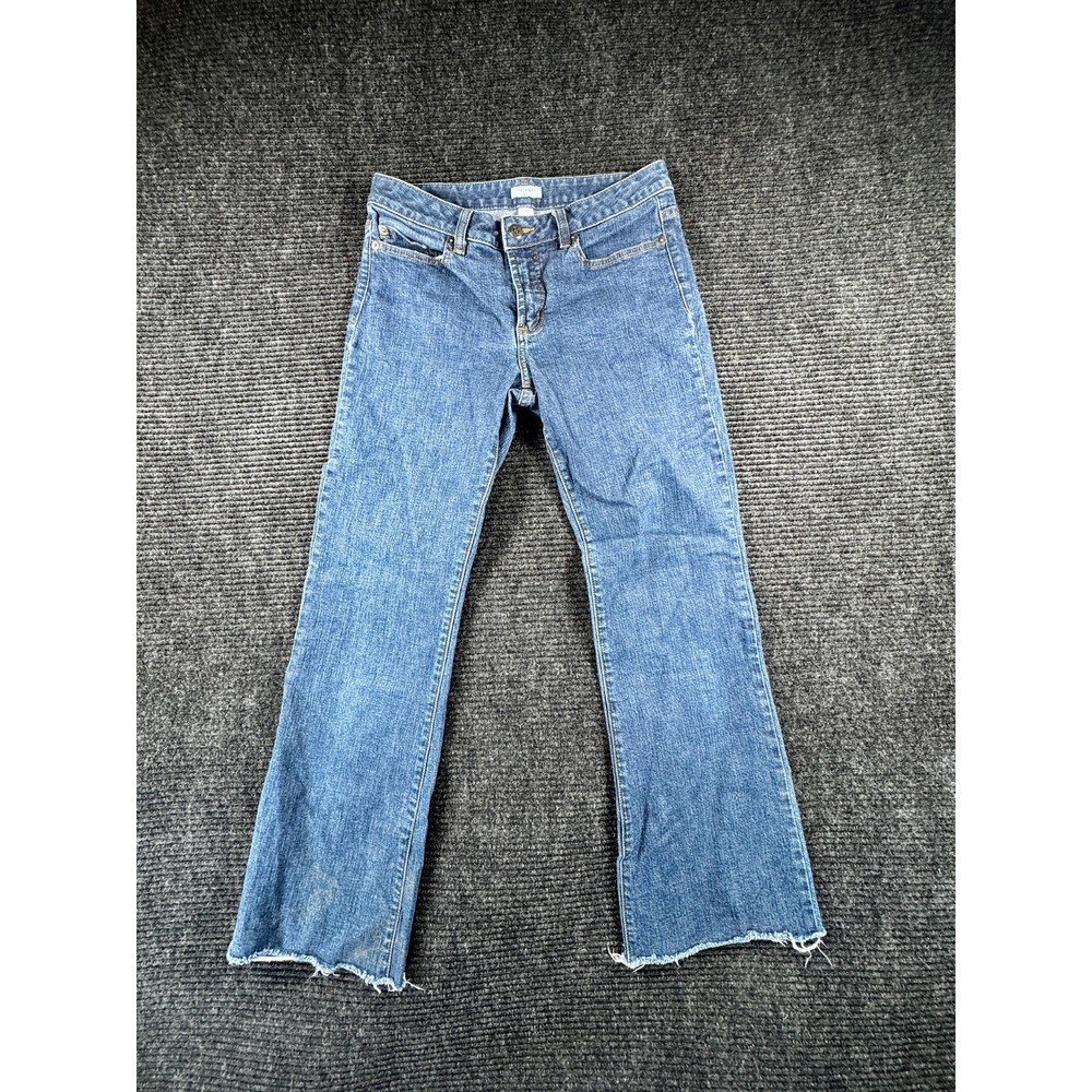 Halogen Jeans Womens 6 Blue Denim Cotton Stretch Mid Rise Raw Hem Straight Leg